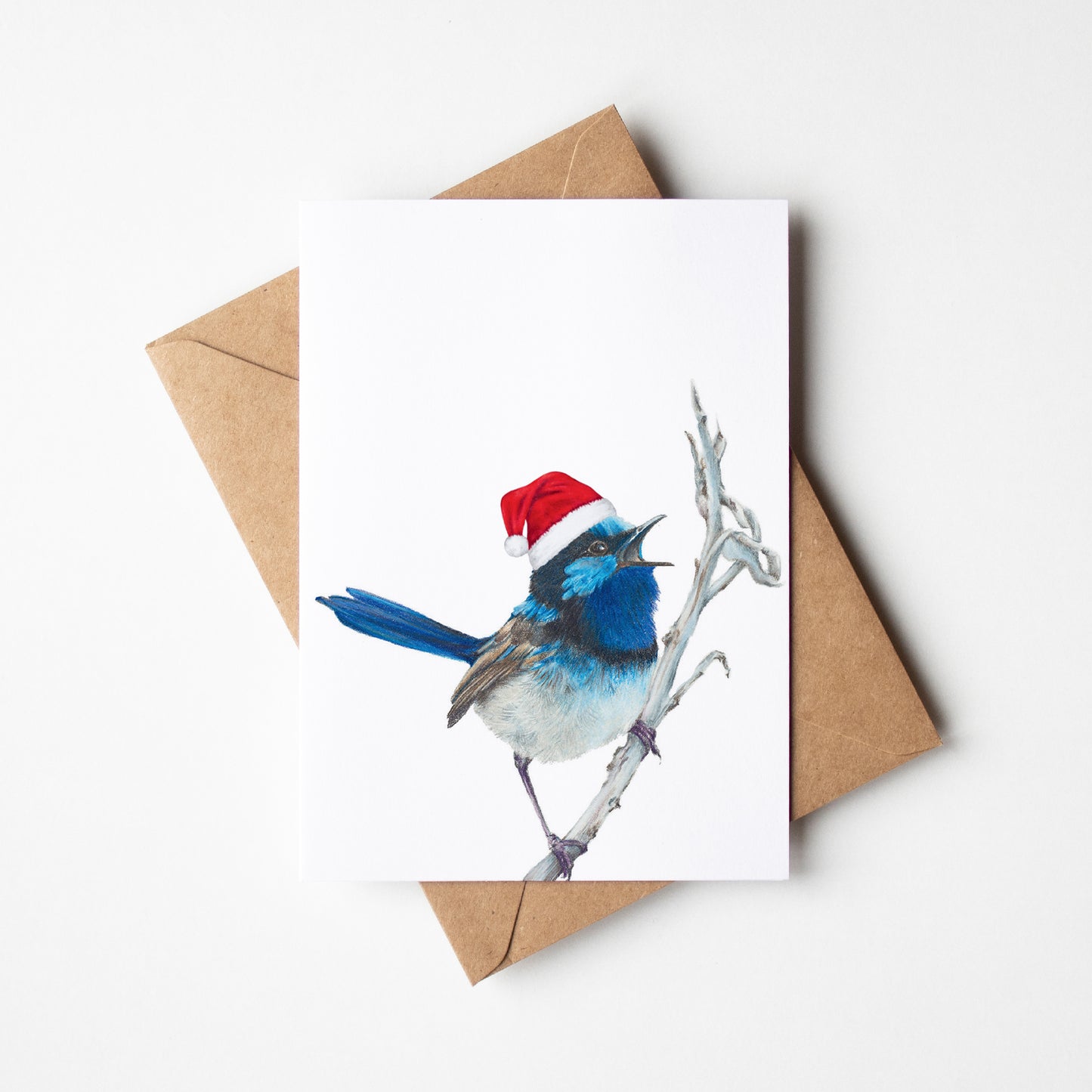 Christmas Blue Wren Greeting Card