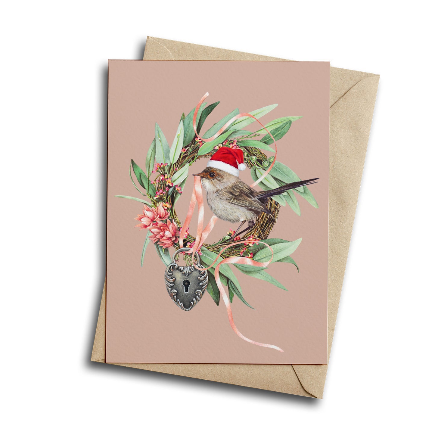 Christmas Wren/beige - Greeting Card
