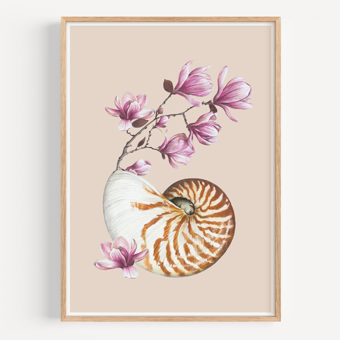 Flowering Nautilus/taupe - Fine Art Print