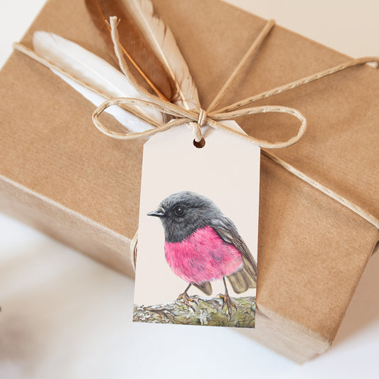 Pink Robin Gift Tags - set of 6