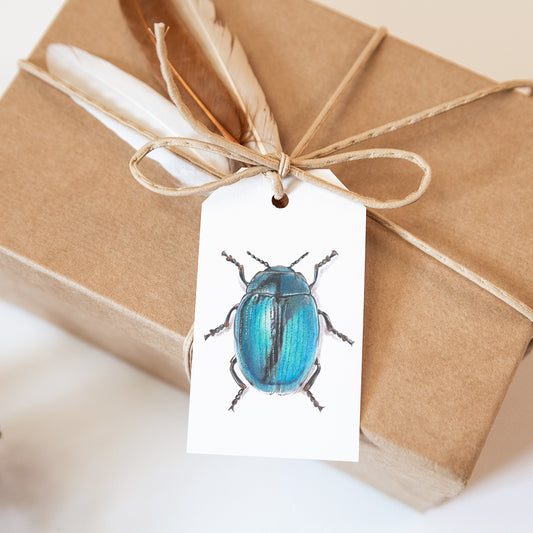 Blue Scarab Beetle Gift Tags - set of 6