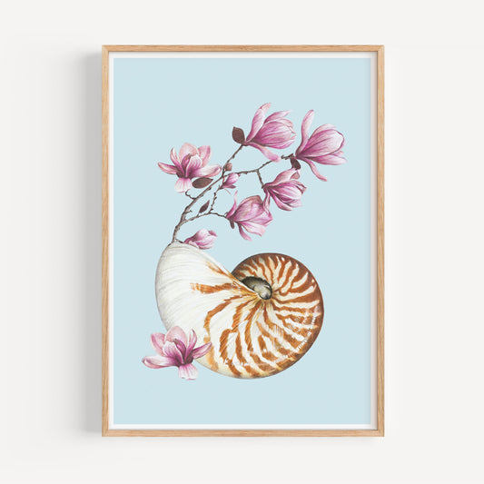 Flowering Nautilus/blue Fine Art Print