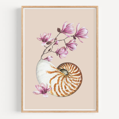 Flowering Nautilus/taupe - Fine Art Print
