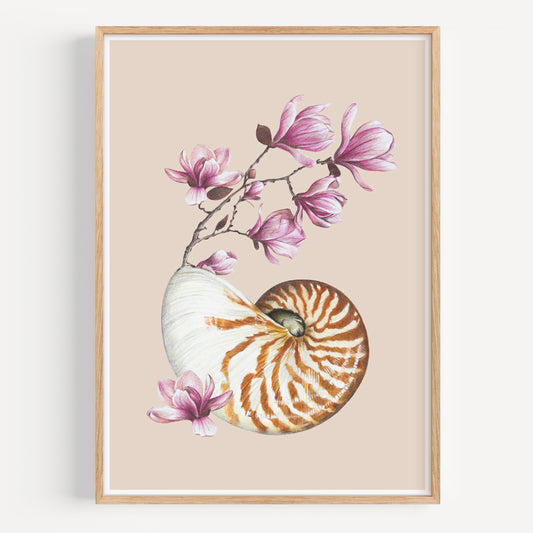 Flowering Nautilus/taupe - Fine Art Print