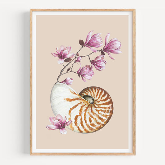 Flowering Nautilus/taupe - Fine Art Print