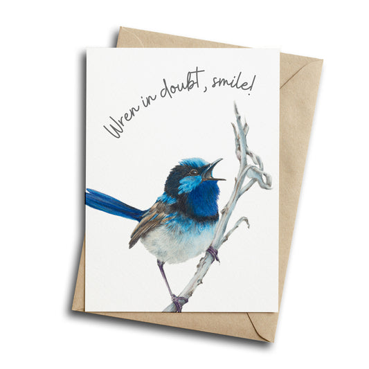 Wren in doubt - Greeting Card